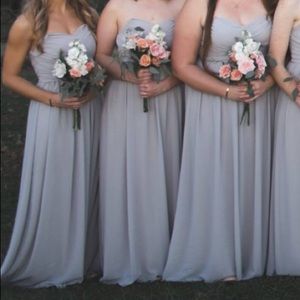 Floor length gray strapless bridesmaid/prom dress